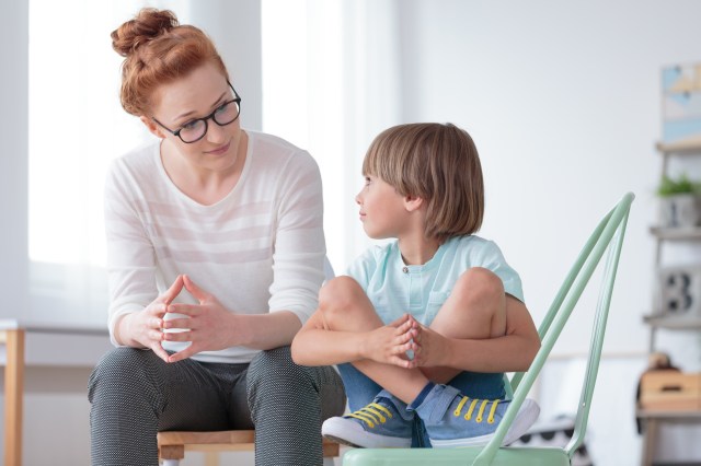 parent talking to kid