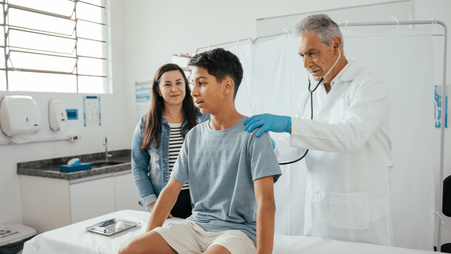 Youth athlete at doctor